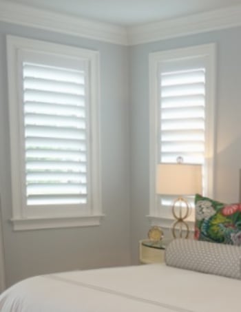 White plantation shutters with hidden tilt rods in Salt Lake City